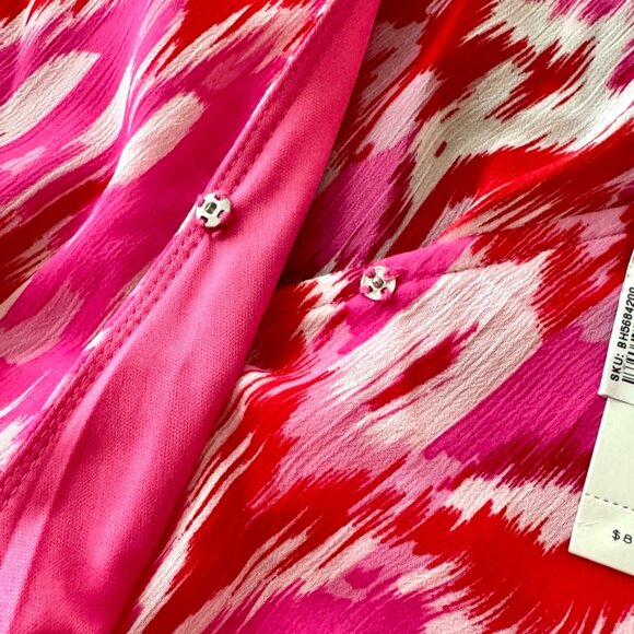 AQUA Colorful Ikat Print Faux Wrap Mini Dress - Size Medium (NWT) - Picture 8 of 11